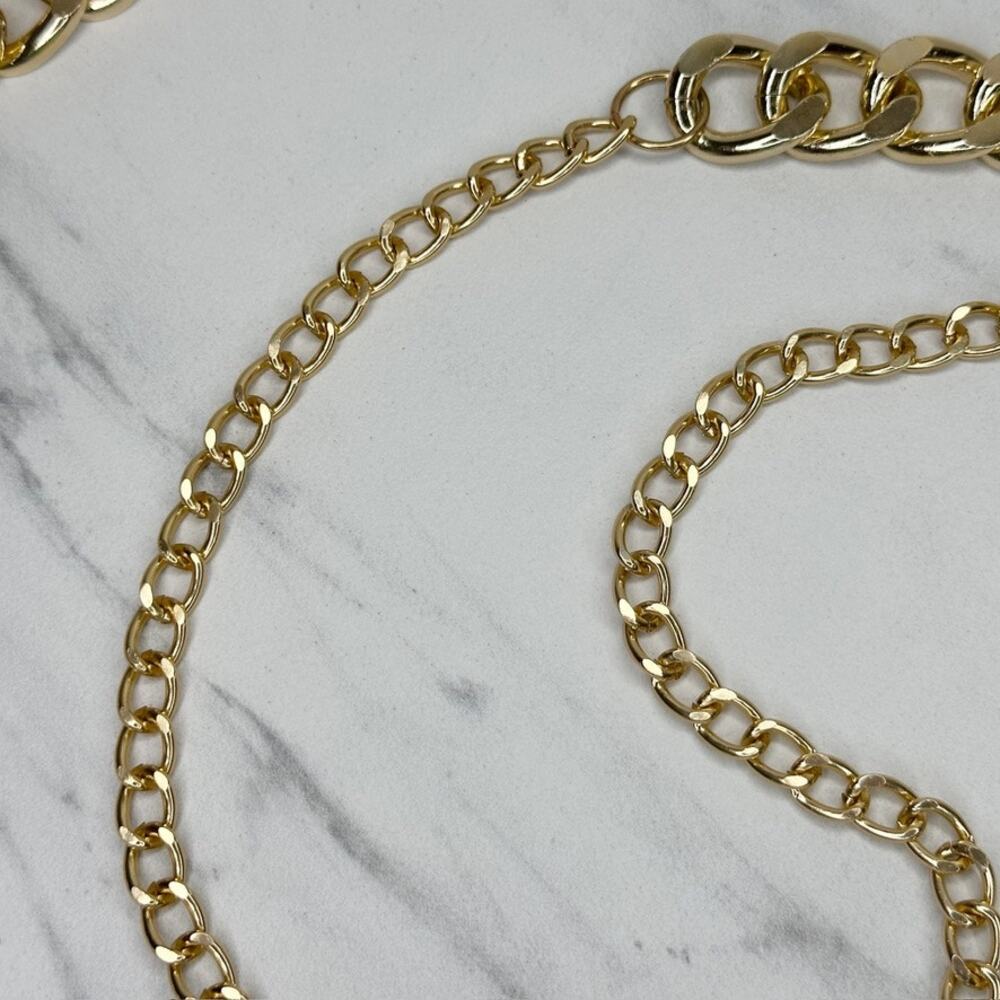 Womens Gold Tone Draped Multi Chain Belt Coin Charm One Size (OS) ✨ - Picture 15 of 16